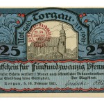 Torgauer Notgeld 1921 25 Pfennig Dachdecker-Verbandstag Vorderseite