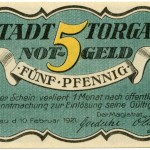 Torgauer Notgeld 1921 5 Pfennig Variante 2 Vorderseite