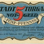 Torgauer Notgeld 1921 5 Pfennig Variante 3 Vorderseite