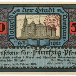 Torgauer Notgeld 1921 50 Pfennig Dachdecker-Verbandstag Vorderseite